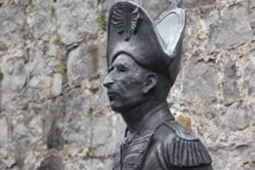 The new bronze of Captain Quilliam in the Speaker's Garden at Castle Rushen. It has been sculpted by Manx artist Bryan Kneale and partly funded by the Manx Heritage Foundation.