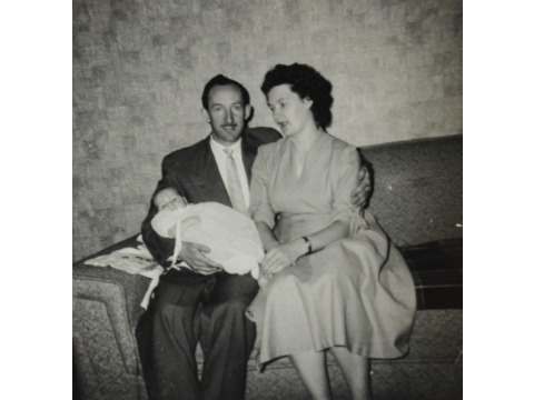 Mrs Joyce Kinley (n'e Crowe) with her husband Malcolm in Vancouver with their second son Fraser aged 6 weeks old