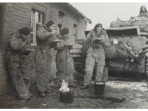 WWII soldiers eating